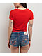 True Religion Horseshoe V-Neck Scarlet Crop T-Shirt - Thumbnail image 2 of 4