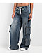 True Religion Jessie Big T Super Baggy Medium Wash Cargo Jeans - Thumbnail image 1 of 6
