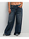 True Religion Jessie Embroidered Blue Wash Super Baggy Jeans - Thumbnail image 3 of 7