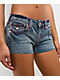 True Religion Joey Flap Floral Dream Blue Wash Low Rise Shorts - Thumbnail image 4 of 4