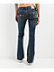 True Religion Joey Low Rise Saddle Stitch Dark Wash Flare Jeans - Thumbnail image 2 of 6