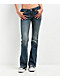 True Religion Joey Low Rise Saddle Stitch Dark Wash Flare Jeans - Thumbnail image 1 of 6