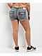 True Religion Joey Super T Flap Low Rise Light Blue Wash Shorts - Thumbnail image 3 of 9