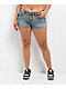 True Religion Joey Super T Flap Low Rise Light Blue Wash Shorts - Thumbnail image 4 of 9