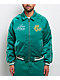 True Religion Logo Crest Satin Oak Leaf Green Bomber Jacket - Thumbnail image 4 of 9