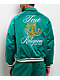 True Religion Logo Crest Satin Oak Leaf Green Bomber Jacket - Thumbnail image 1 of 9