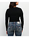 True Religion Logo Rivets V Notch Black Long Sleeve Crop T-Shirt  - Thumbnail image 2 of 3