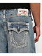 True Religion Mikey Super QT Flap Gridiron Blue Wash Ultra Wide Jeans - Thumbnail image 3 of 5