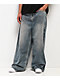 True Religion Mikey Super QT Flap Gridiron Blue Wash Ultra Wide Jeans - Thumbnail image 1 of 5