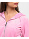 True Religion Pink Velour Crystal Shrunken Zip Hoodie - Thumbnail image 4 of 5