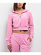 True Religion Pink Velour Crystal Shrunken Zip Hoodie - Thumbnail image 2 of 5