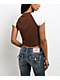 True Religion Raglan Brown & White Crop T-Shirt - Thumbnail image 2 of 4