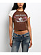 True Religion Raglan Brown & White Crop T-Shirt - Thumbnail image 1 of 4