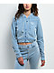 True Religion Raw Edge Shrunken Big T Pacific Wash Crop Zip Hoodie - Thumbnail image 2 of 6