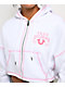 True Religion Relaxed White & Pink Crop Zip Hoodie - Thumbnail image 3 of 5