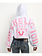 True Religion Relaxed White & Pink Crop Zip Hoodie - Thumbnail image 4 of 5
