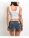 True Religion Ribbed White Button Up Crop Tank Top - Thumbnail image 2 of 3