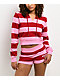 True Religion Rugby Sporty V Notch Pink Stripe Hoodie - Thumbnail image 1 of 6