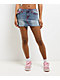 True Religion Sadie Super T Flap Blue Wash Mini Skirt - Thumbnail image 2 of 6