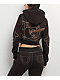 True Religion Shrunken Big T Brown Crop Zip Hoodie - Thumbnail image 2 of 6