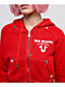 True Religion Shrunken Crystal Wing Barbados Cherry Red Crop Zip Hoodie - Thumbnail image 4 of 5