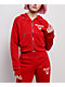 True Religion Shrunken Crystal Wing Barbados Cherry Red Crop Zip Hoodie - Thumbnail image 2 of 5