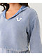 True Religion V Notch Blue Fog Wash Crop Hoodie - Thumbnail image 3 of 4