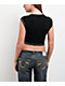 True Religion V-Notch Ribbed Black Crop T-Shirt - Thumbnail image 2 of 3