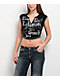 True Religion V-Notch Ribbed Black Crop T-Shirt - Thumbnail image 1 of 3