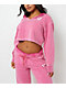 True Religion V Notch Very Berry Pink Wash Crop Hoodie - Thumbnail image 2 of 4