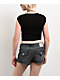 True Religion Vintage Logo V Notch Black Crop T-Shirt - Thumbnail image 2 of 3