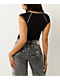 True Religion World Tour Notch Black Ribbed Crop T-Shirt - Thumbnail image 2 of 3