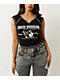 True Religion World Tour Notch Black Ribbed Crop T-Shirt - Thumbnail image 1 of 3