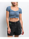 Unionbay Hollis Rib Knit Blue Crop T-Shirt - Thumbnail image 1 of 3