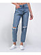 Unionbay Madonna Blue Destructed Mom Jeans - Thumbnail image 1 of 5