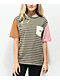 Vans Green, Pink, & Brown Striped Pocket T-Shirt
