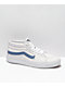Vans Sk8-Mid Zapatos de skate de cuero blancos y azul oscuro 