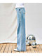Vibrant Iridescent Rhinestone Light Stone Wash High Rise Wide Leg Jeans - Thumbnail image 3 of 3