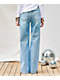 Vibrant Iridescent Rhinestone Light Stone Wash High Rise Wide Leg Jeans - Thumbnail image 2 of 3