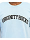Virginity Rocks Arch camiseta azul de Danny Duncan.