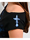 Vitriol Bella Off Shoulder Black Crop T-Shirt - Thumbnail image 5 of 6