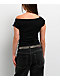 Vitriol Bella Off Shoulder Black Crop T-Shirt - Thumbnail image 2 of 6
