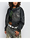 Vitriol Camden Black Wash Denim Crop Hooded Jacket - Thumbnail image 1 of 7