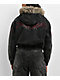 Vitriol Camden Cross Black Wash Faux Fur Crop Hooded Jacket - Thumbnail image 7 of 7