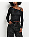 Vitriol Colette Off Shoulder Black Long Sleeve Crop T-Shirt - Thumbnail image 1 of 8
