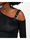 Vitriol Colette Off The Shoulder Black Crop Long Sleeve T-Shirt - Thumbnail image 4 of 6