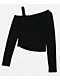 Vitriol Colette Off The Shoulder Black Crop Long Sleeve T-Shirt - Thumbnail image 6 of 6