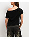 Vitriol Dylan Black Scoop Neck Crop T-Shirt - Thumbnail image 2 of 4