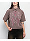 Vitriol Fallon Puce Brown Plaid Short Sleeve Button Up Crop Shirt - Thumbnail image 1 of 3