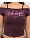 Vitriol Keeli Off The Shoulder Purple Crop Short Sleeve T-Shirt - Thumbnail image 2 of 3